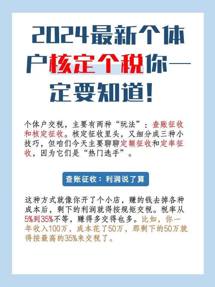 昌吉2024最新个体户核定个税你一定要知道！